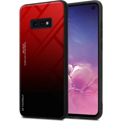 Afbeelding van Cadorabo Hoesje geschikt voor Samsung Galaxy S10e in ROOD ZWART Tweekleurige beschermhoes TPU silicone Case Cover