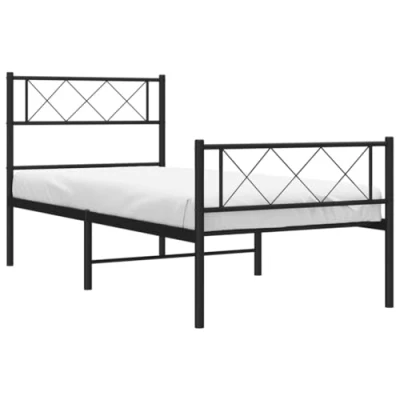 Afbeelding van Bedframe met hoofd en voeteneinde metaal zwart 80x200 cm