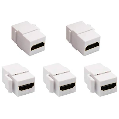 Afbeelding van AAOTOKK HDMI Keystone Module, vergulde vrouwelijk op vrouwelijke insert koppeling adapter, voor 4K Ultra HD UHD 1080P kabel wandplaat stopcontact paneel (wit / 5 stuks)