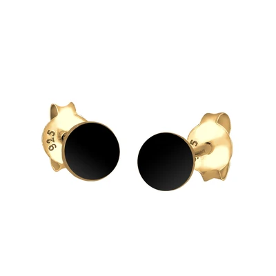 Afbeelding van Elli Basic Plates Oorbellen goldcoloured/black, Dames, Maat: One Size, Gold coloured/black