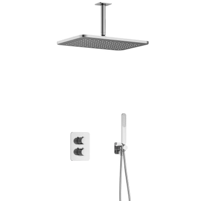 Afbeelding van Hotbath Gal Regendoucheset IBS40A Chroom Staaf Handdouche 40cm Hoofddouche 15cm Plafondbuis met wandhouder