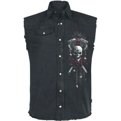 Afbeelding van Spiraal Heren DOTD Bikers Mouwloos Stone Washed Worker Zwart Large