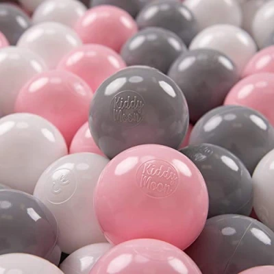 Afbeelding van KiddyMoon 700 ∅ 7cm kinderballen speelballen voor ballenbad baby plastic ballen made in eu, wit/grijs/poederroze