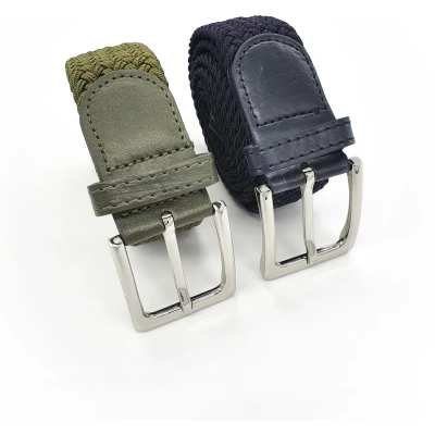 Afbeelding van 2 pack deal Elastische broekriem Stretch riem Vlecht Gevlochten Elastiek unisex Kleur Legergroen Blauw