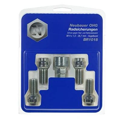 Afbeelding van BR1018 Wieldiefstalbeveiligingsbouten M14x1,5, R13, schachtlengte 26,7 mm, sleutelbreedte 17 mm/19 mm