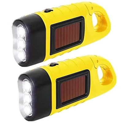 Afbeelding van led zaklamp, 2 stuks, zwengel, oplaadbare led, waterdicht, met karabijnhaak om op te hangen, voor outdoor, wandelen, cadeau, nooduitrusting