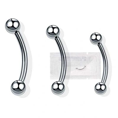 Afbeelding van WARRIOR Steriele piercing banaan wenkbrauw rond / curved barbell tragus helix kraakbeen oor van chirurgisch staal 316L titanium 16G (1,2mm) PMS 001/PTM 001,