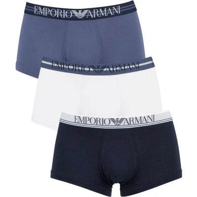Afbeelding van Emporio Armani Heren 3 pack Trunk Donkerblauw, Wit XL