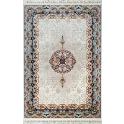 Afbeelding van Isfahan Oosters Laagpolig Klassiek Vintage Vloerkleed Tapijt Creme / Multi Rechthoek Polyester 300x400 cm