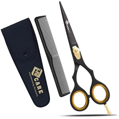 Afbeelding van YSCARE Schoonheidsschaar voor het knippen van haar Kapperszaak Schaarset Snor en baard Dierenverzorging Verzorging Haren Kapper Styling Trimmen Kattenhond Klassieke schaar 6,5 in zwart set met gratis extra kam