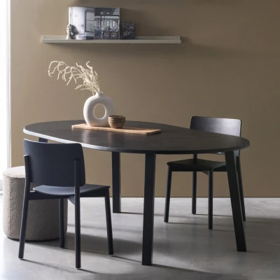 Afbeelding van Lange Jan Uitschuifbare Eettafel Rond Eiken Blacknight