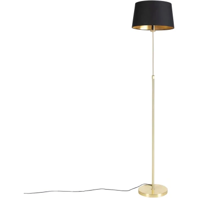 Afbeelding van QAZQA Vloerlamp goudmessing met zwarte kap 35 cm verstelbaar Parte
