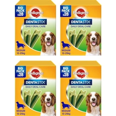 Afbeelding van Pedigree Dentastix Fresh 112 snacks voor mondhygiëne (middelgrote hond 10 25 kg) 180 g 28 stuks 4 verpakkingen van (in totaal stuks)