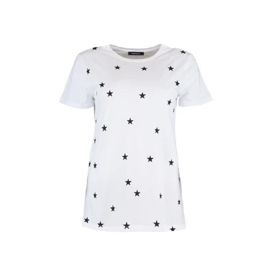 Afbeelding van Trendyol Wit 100% Katoenen Gebreid T Shirt Met Sterrenprint, Normale/Regular Fit En Ronde Hals Twoss20Ts0757