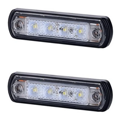 Afbeelding van BUL BARS 2 x 4 SMD LED wit begrenzingslicht zijlicht 12V 24V met E keurmerk positielicht auto vrachtwagen lamp licht front universeel