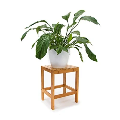 Afbeelding van Relaxdays bamboe kruk plantentafel plantenkruk douchekruk badkamerkruk