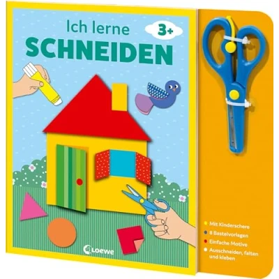 Afbeelding van Ich lerne schneiden (Haus): Bastelbuch mit kindersicherer Schere für Kinder ab 3 Jahren