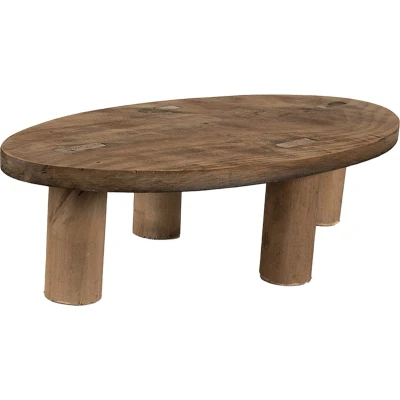 Afbeelding van Clayre &amp; Eef Plantentafeltje 40x20x11 cm Bruin Hout Ovaal Plantenstandaard