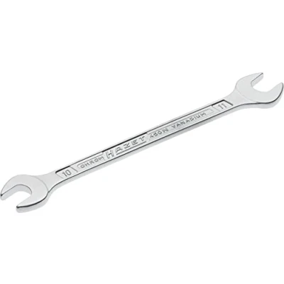 Afbeelding van HAZET dubbele steeksleutel 450N 10X11 verchroomd, breedte over vlakke delen: 10 x 11 mm bekstand: 15 schacht met extra stevig dubbel T profiel Made in Germany