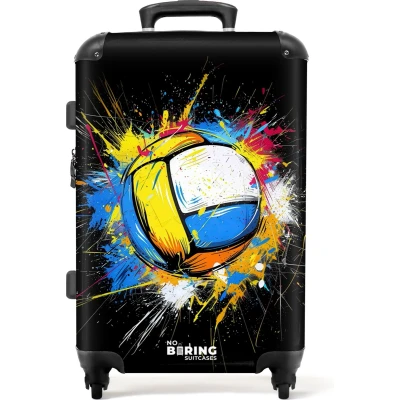 Afbeelding van NoBoringSuitcases.com® Koffer groot Rolkoffer lichtgewicht Volleybal met graffiti Reiskoffer 4 wielen Grote trolley XL 20 kg bagage