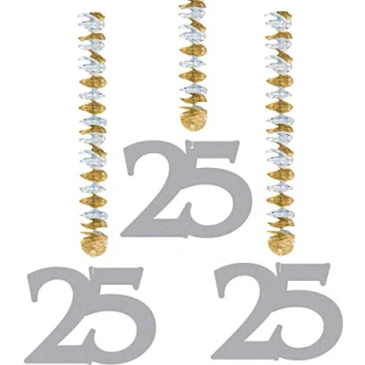 Afbeelding van Decoratie spiraal 25 jaar getrouwd 3 stuks