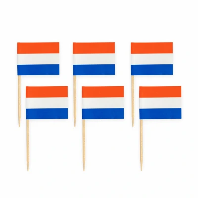 Afbeelding van Prikkers vlag Nederland Rood Wit Blauw 50 stuks