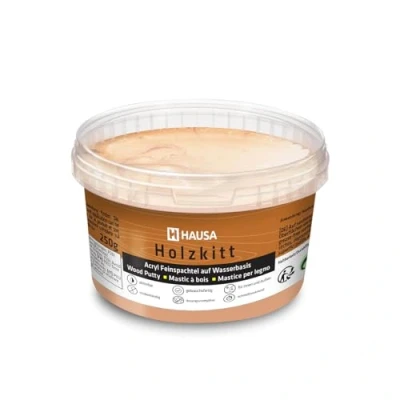 Afbeelding van HAUSA Houtkitt 250 g medium beukenplamuurmassa, stopverf voor hout, houtplamuur/vulmassa het repareren van houtschade, gebruiksklaar, uitstekende vulkracht, sneldrogend, scheurbestendig