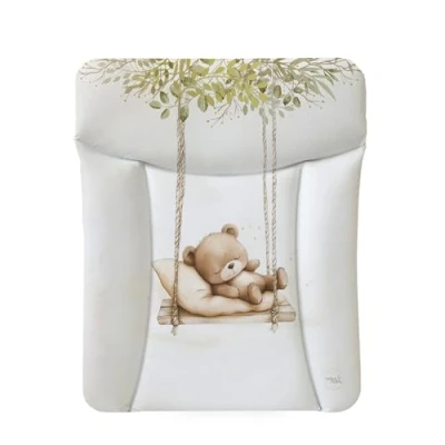 Afbeelding van Ceba Baby® Zachte aankleedkussen, 50 x 70 cm, aankleedkussen voor jongens en meisjes, waterdicht, wasbaar, Oeko Tex® standaard 100, gemaakt in de EU, teddybeer op schommel