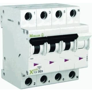 Afbeelding van Eaton pls6 c20 4 mw installatieautomaat 4p c karakteristiek 20a iec en 60898 1 6ka modulen breedte 70mm 243088