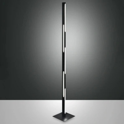Afbeelding van Fabas Luce LED vloerlamp Ling, zwart, hoogte 165 cm, dimbaar, metaal