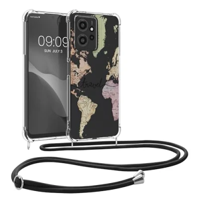 Afbeelding van kwmobile telefoonhoesje geschikt voor Xiaomi Redmi Note 12 (4G) Hoesje met telefoonkoord Back cover smartphone Case in zwart / meerkleurig transparant