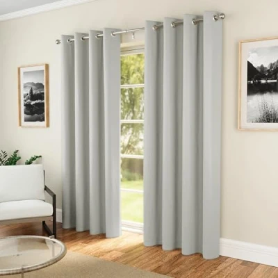 Afbeelding van Enhanced Living Nightfall Effen superzachte grijze thermische blokkering ooggordijnen 168 x 229 cm Energiebesparende en ruisonderdrukkende gordijnen voor slaapkamer woonkamer