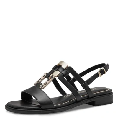 Afbeelding van Marco Tozzi Sandalen, Dames, Maat: 39, Black/leo Hoogwaardig imitatieleer
