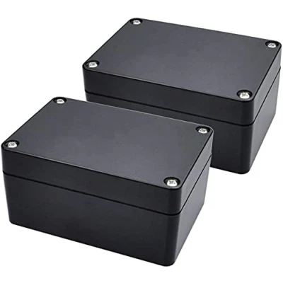 Afbeelding van Therlan 2 stuks aansluitdoos waterdicht, projectbox elektronische behuizing, kunststof opbouw IP65, ABS kleine verdeeldoos opbouwdoos (100 x 68 50 mm, zwart)