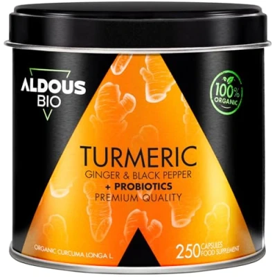 Afbeelding van 250 Kurkuma Capsules + PROBIOTICS met Gember en Zwarte Peper 1460mg Curcumine Piperine Natuurlijke Anti Inflammatoire Bio Gecertificeerd Geproduceerd in EU