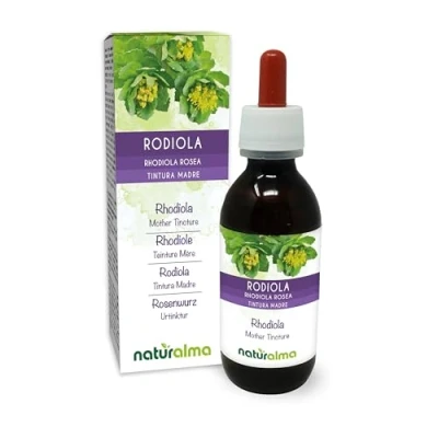 Afbeelding van Rozewortel (Rhodiola rosea of Sedum roseum) wortels Alcoholvrije moedertinctuur Naturalma Vloeibaar extract druppels 120 ml Voedingssupplement Veganistisch