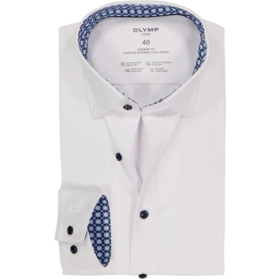 Afbeelding van OLYMP 24/7 Luxor modern fit overhemd tricot wit Strijkvriendelijk Boordmaat: 38