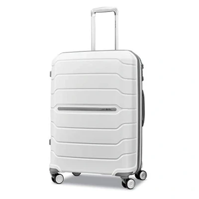 Afbeelding van Samsonite Unisex Adult Vrije vorm Hardside uitbreidbaar met dubbele Spinner Wielen, Wit, Checked Medium 24 Inch, Freeform spinnerwielen