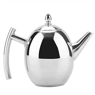 Afbeelding van Diyeeni Waterkoker, grote capaciteit, roestvrijstalen theepot, zwanenhals, binnenfilter, pot via filterkoffiezetapparaat (1000 ml/1500 ml) gegoten (1500