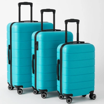 Afbeelding van 3 in 1 Kofferset TSA Slot 360 Graden wielen Polycarbonaat Ice Blue