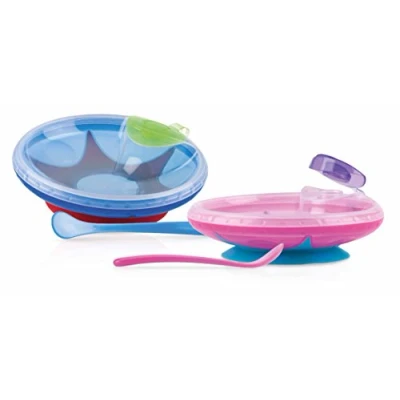 Afbeelding van Nuby Warmtebehoudend bordje met zuignap &amp; lepel 1 stuks
