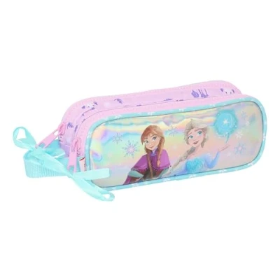 Afbeelding van Pennenetui met 2 vakken Frozen Cool days Paars Hemelsblauw 21 x 8 6 cm