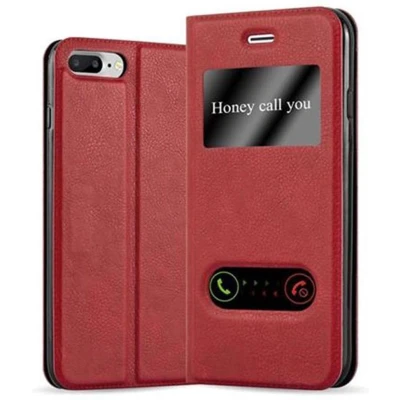 Afbeelding van Cadorabo Hoesje geschikt voor Apple iPhone 7 PLUS / 7S 8 in SAFRAN ROOD Beschermhoes met magnetische sluiting, standfunctie en 2 kijkvensters Book Case Cover Etui