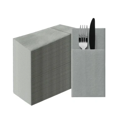 Afbeelding van PAW Airlaid Pocket Servetten (39 x 40 cm) I 50 stuks Effen Stofachtig Elegante Tafel Decoratie HoReCa Voor gelegenheden zoals Bruiloften, Partijen, Kerstmis Color: Gray