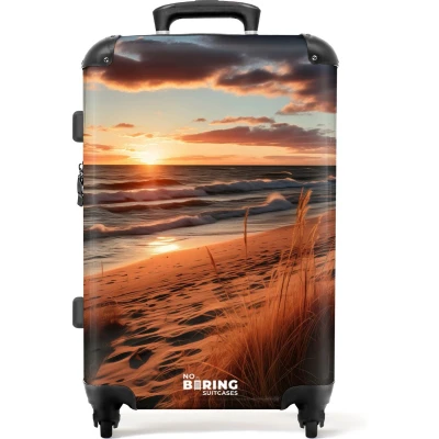 Afbeelding van NoBoringSuitcases.com® Koffer groot Rolkoffer lichtgewicht Zee bij zonsondergang Reiskoffer met 4 wielen Grote trolley XL 20 kg bagage