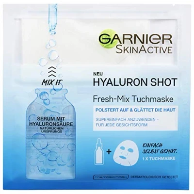 Afbeelding van Garnier SkinActive Doek gezichtsmasker, hyaluronzuur shot fresh mix, bevat serum met hyaluronzuur, (3 stuks)