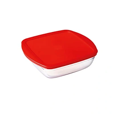 Afbeelding van Vierkante Lunchtrommel met Deksel Ô Cuisine Cook &amp; Store Rood 1 L 20 x 17 6 cm Siliconen Glas (6 Stuks)