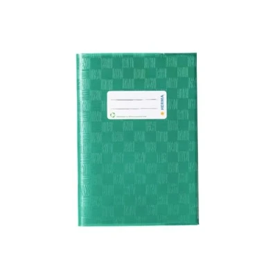 Afbeelding van HERMA 7425 A5 Bast Groen, boekhoes met etiketten en baststructuur van duurzame afwasbare polypropyleenfolie, voor schoolschriften, gekleurd