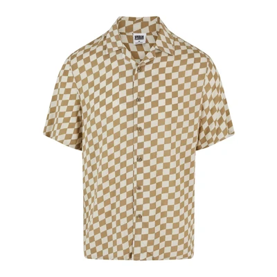 Afbeelding van Urban Classics AOP Resort Overhemd, Heren, Maat: 4XL, Khakicheck