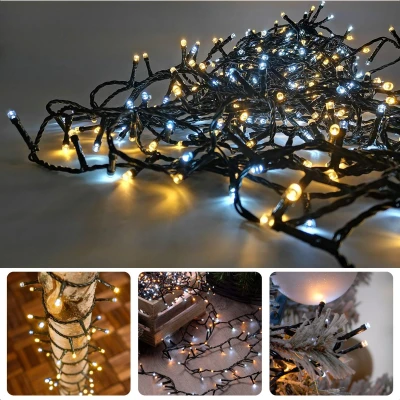 Afbeelding van Cheqo® Kerstverlichting Kerstboomverlichting Kerstlampjes Microcluster 400 LED Warm Wit 8m Buiten Timerfunctie Waterdicht